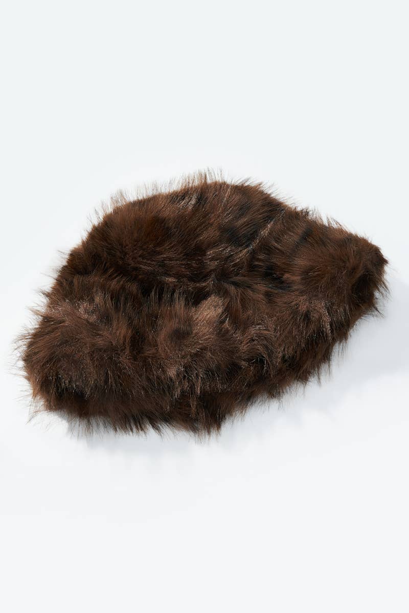 Leopard faux fur bucket hat MJ211SD