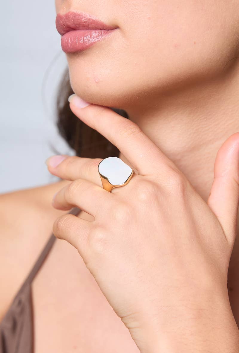 Bague nacré en acier inoxydable 424YC02