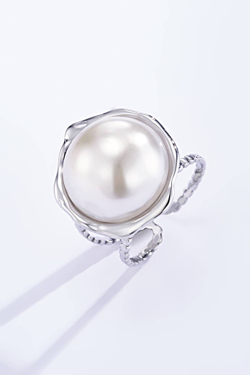 Bague avec perle en acier inoxydable 424RX24