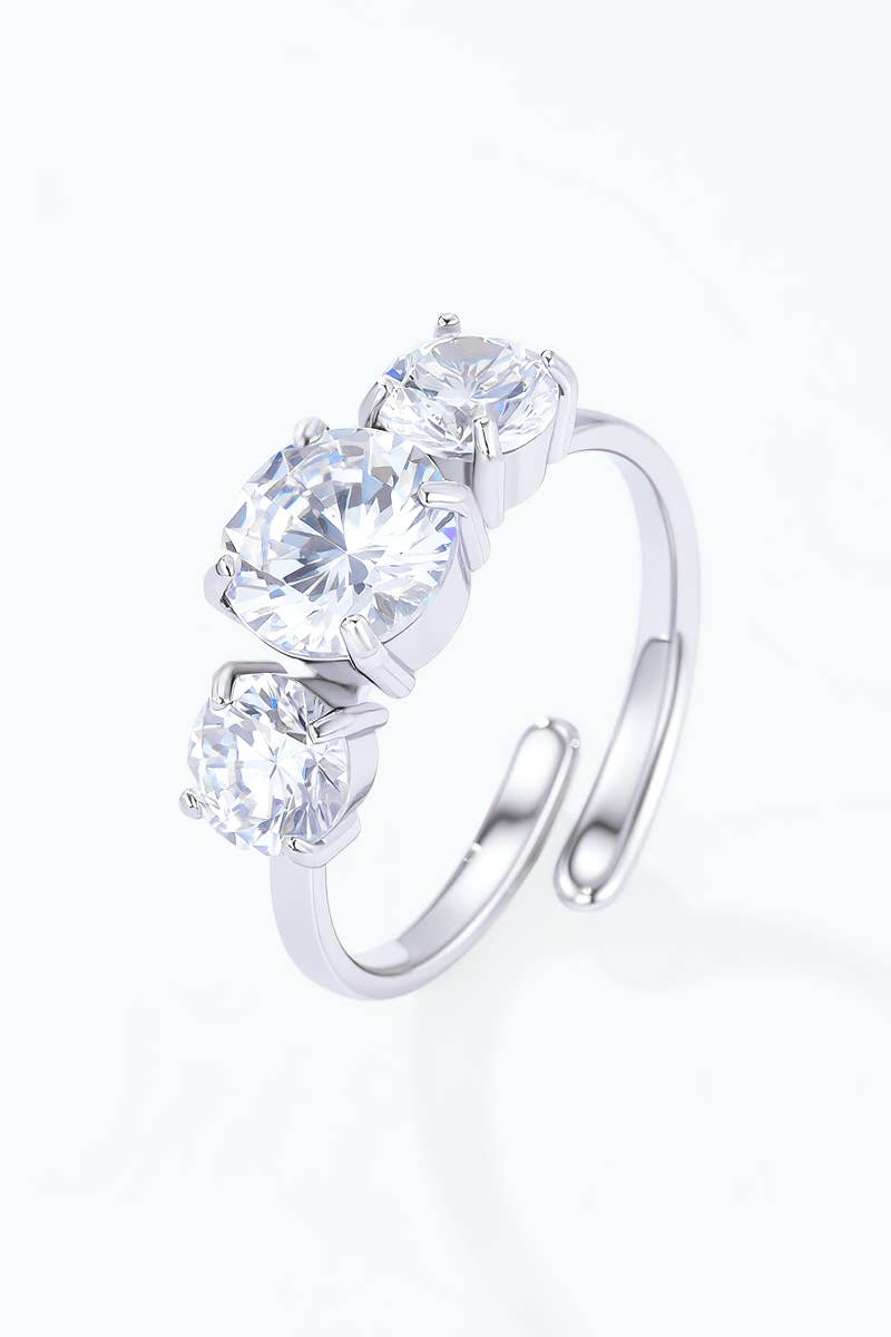 Bague trio de zircons ronds en acier inoxydable 424AQ396
