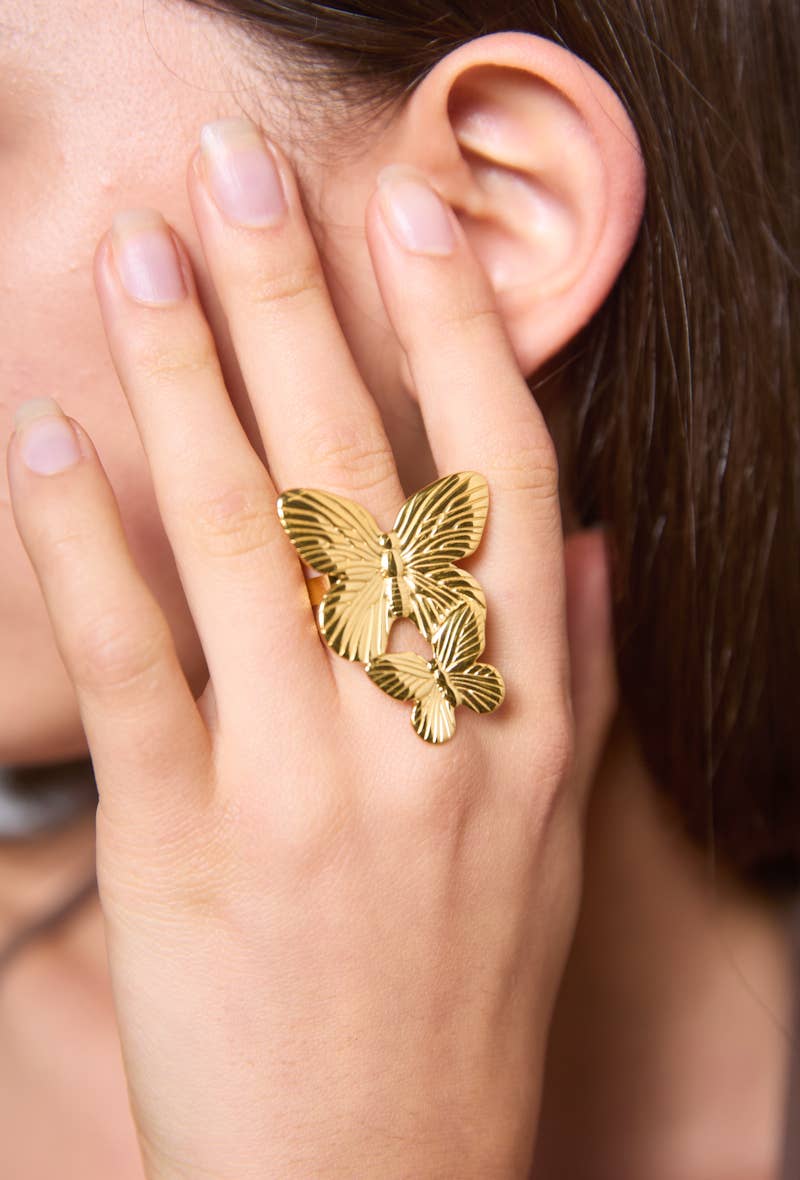 Stainless steel butterfly ring 424YC46