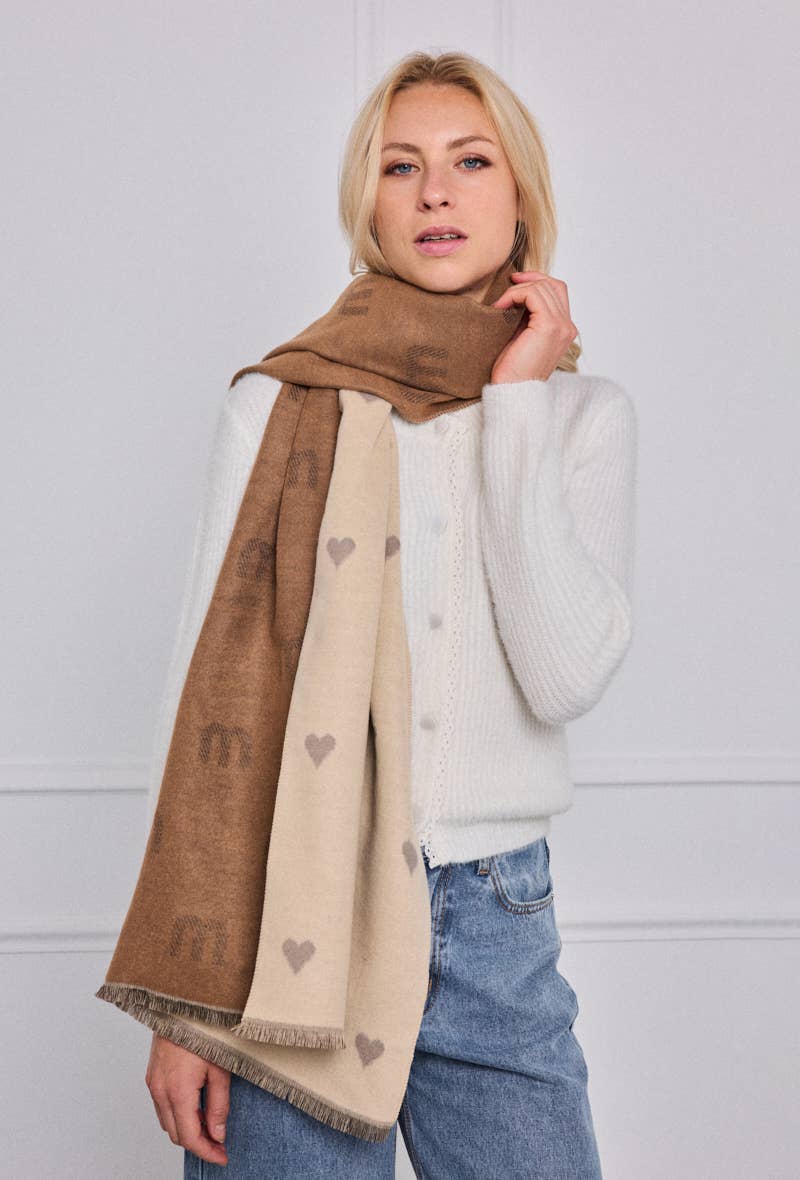 Wool heart pattern scarf FL203DF