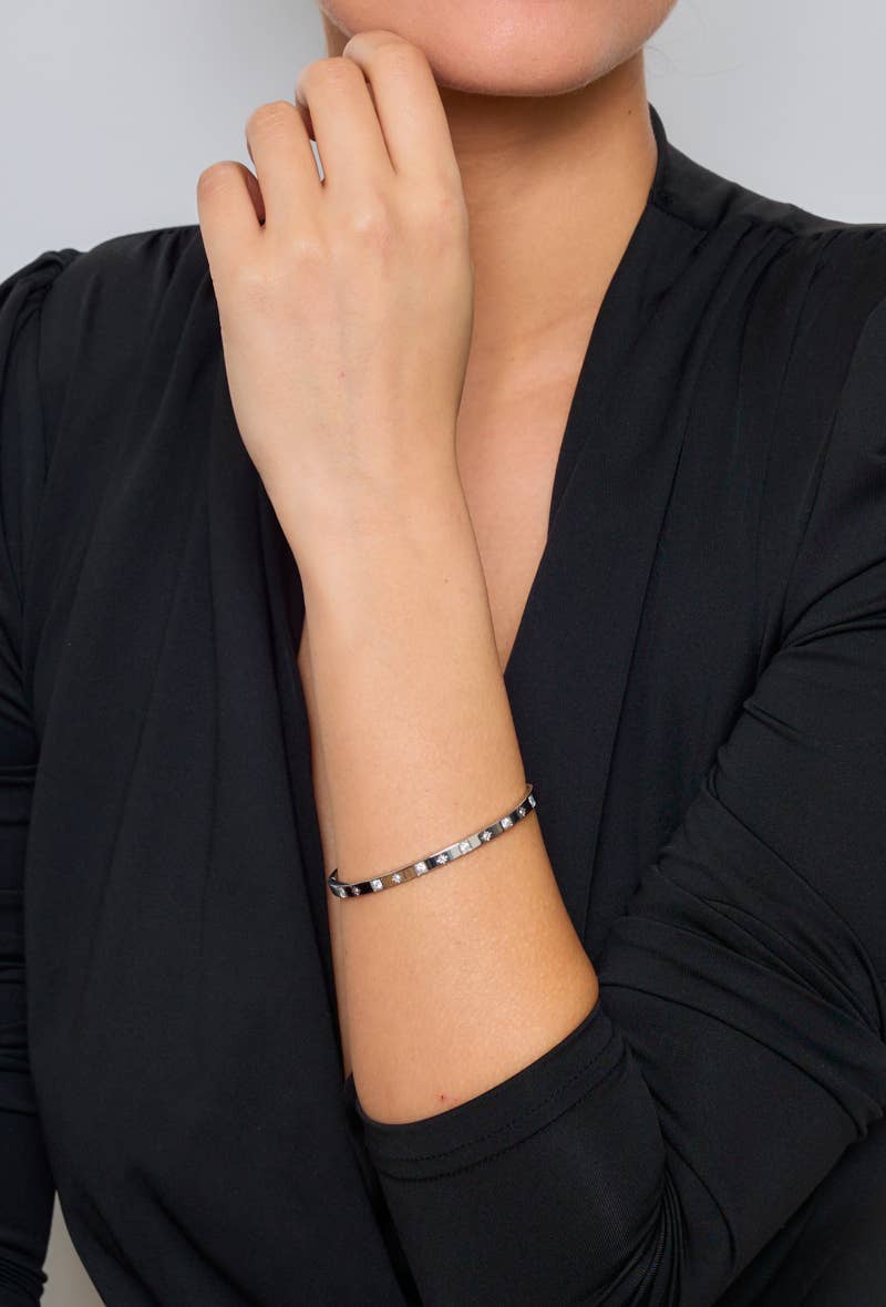 Bracelet jonc strassés en acier inoxydable 324AQ31