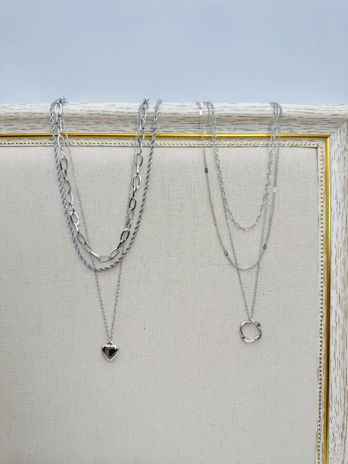 Set of 10 stainless steel necklaces without display stand SET336