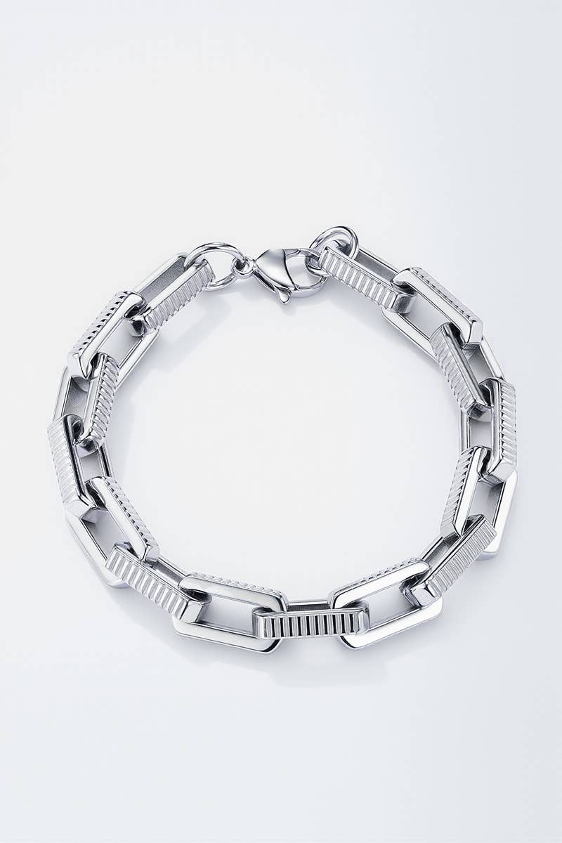 Bracelet en cuir et en acier inoxydable 324OP82