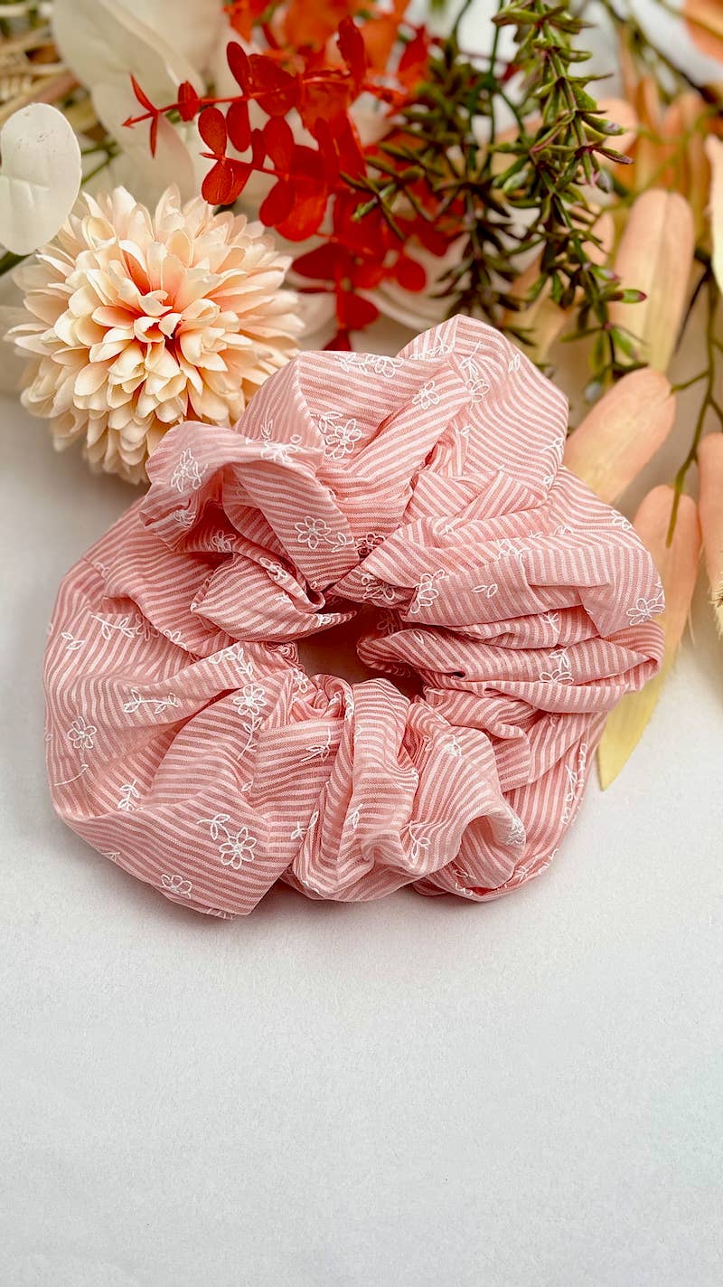 Striped fabric scrunchie 15cm FQ59K