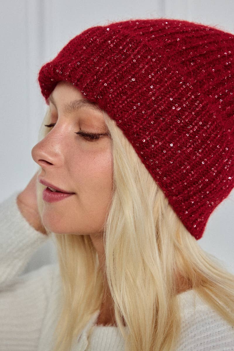 Metallic yarn wool beanie MJ202SD