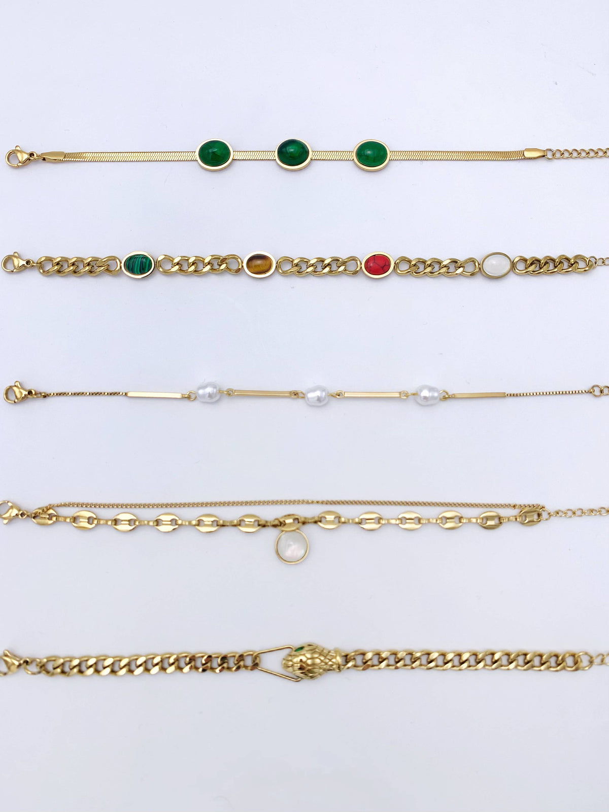 Set de 5 bracelets en acier inoxydable sans présentoir SET25