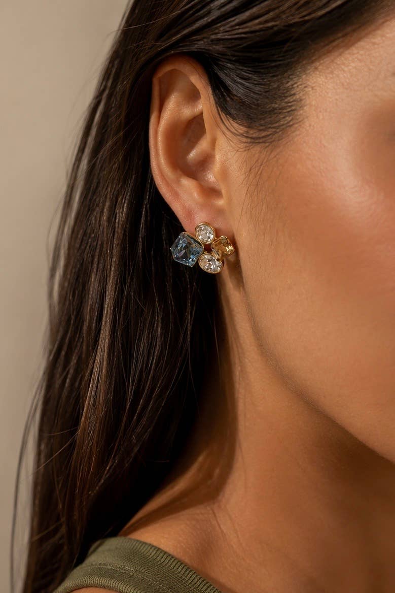 Boucles d’oreilles géométriques multicolores 124AQ790