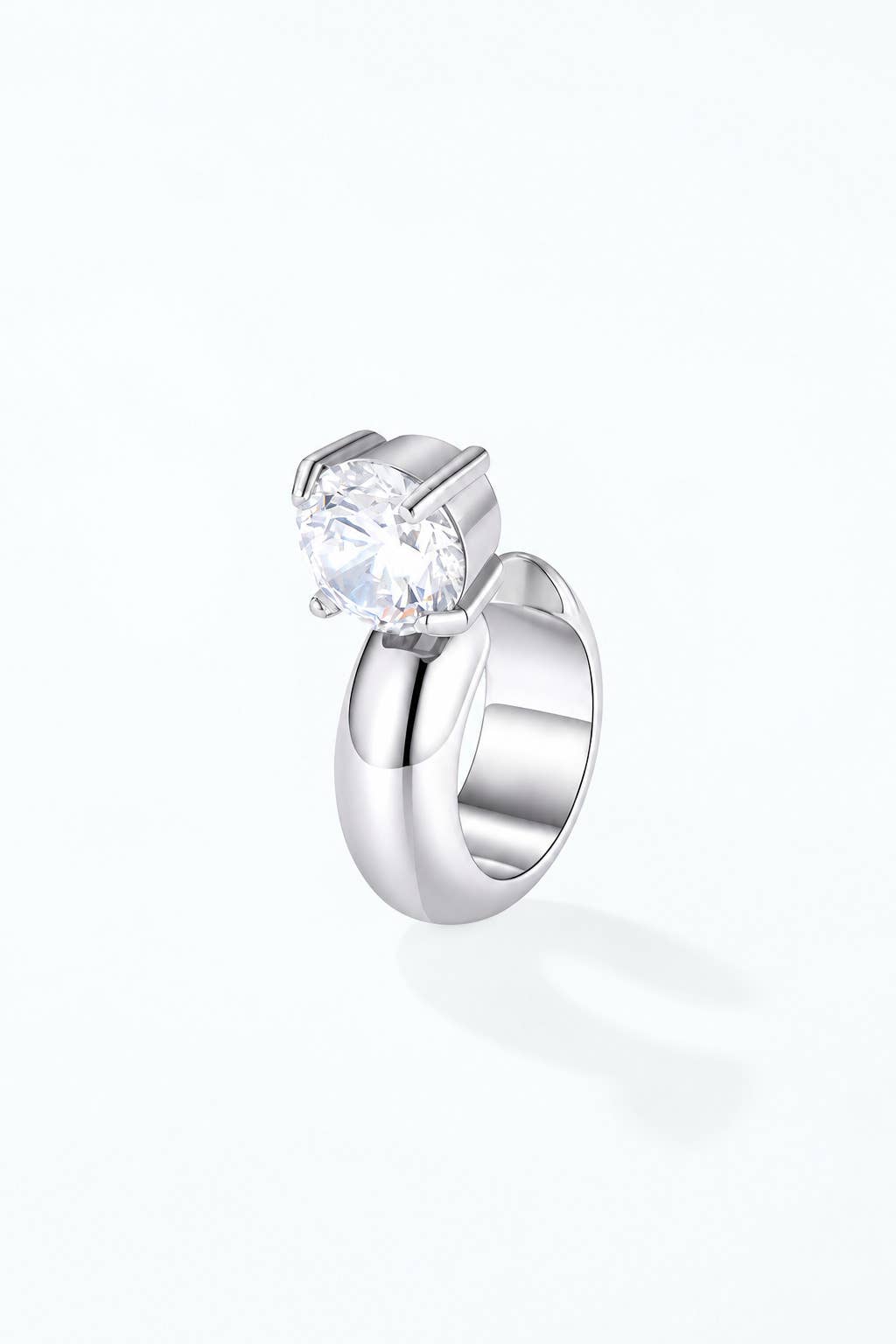 Earcuff épais à zircon serti en acier inoxydable 124AQ820
