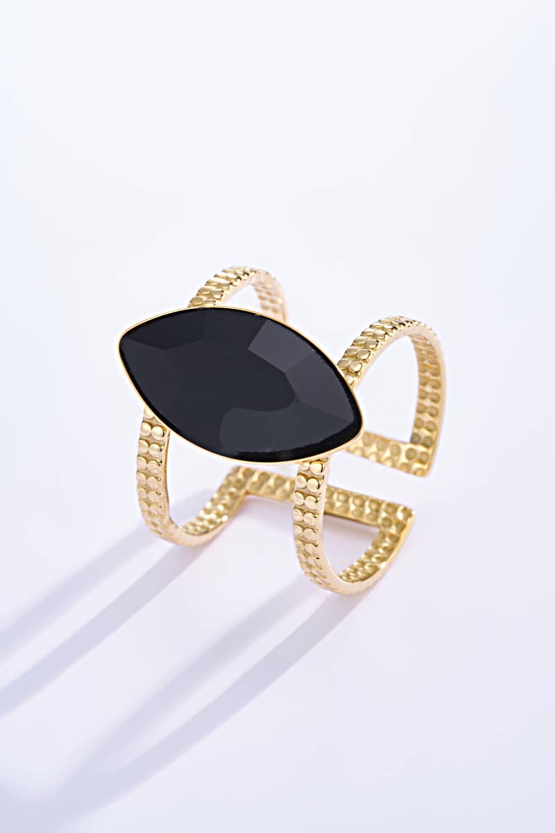 Bague Avec Pierre Coloré En Acier Inoxydable 424RX82
