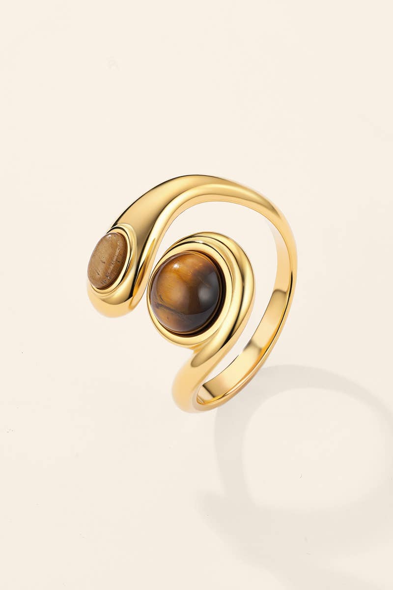 Bague double œil-de-tigre en acier inoxydable 424AQ509