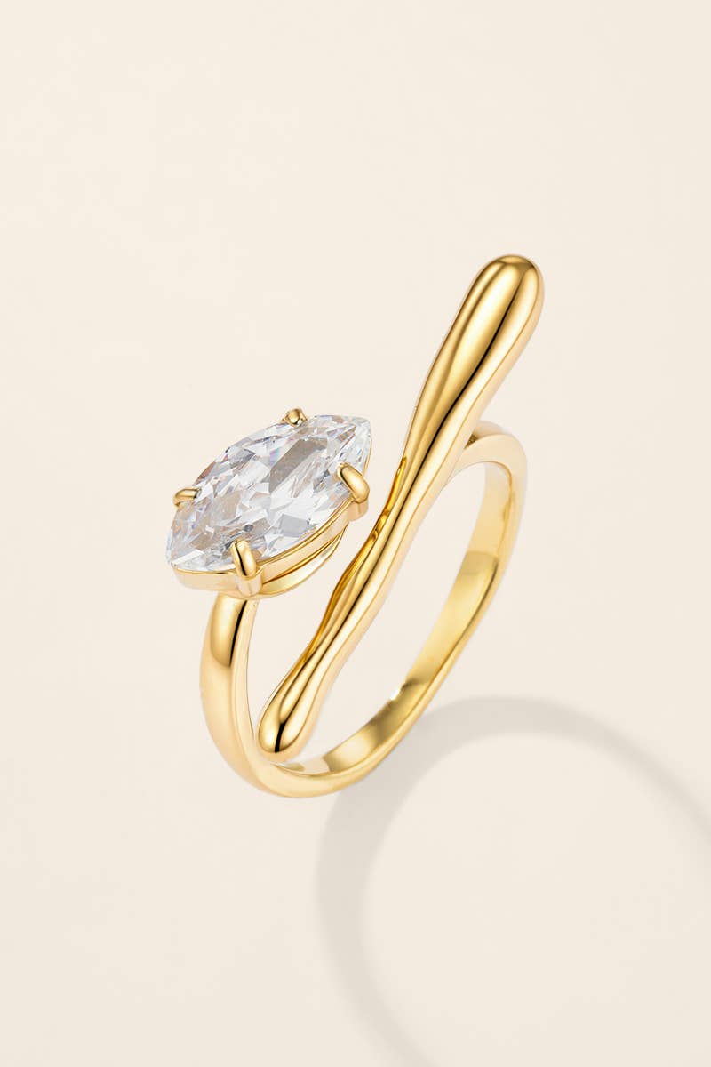 Bague ouverte à zircon en acier inoxydable 424AQ511