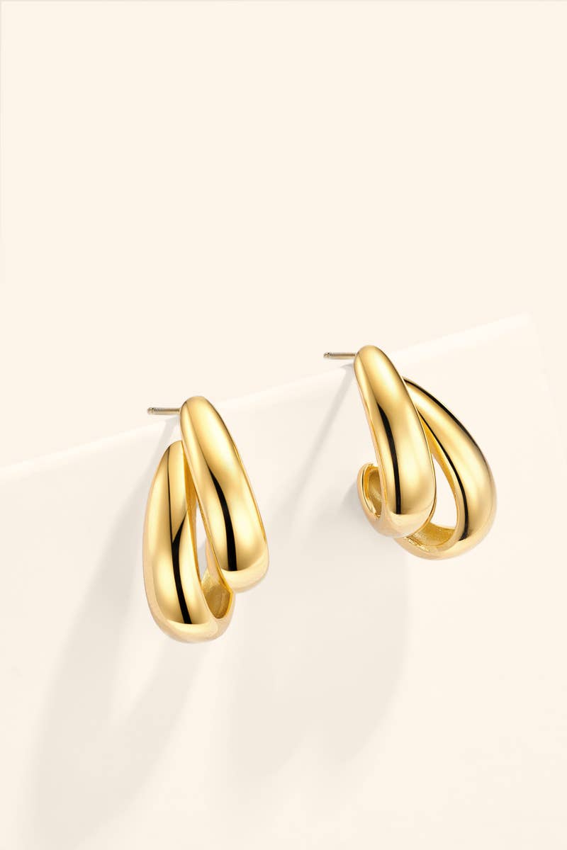 Boucles d’oreilles doubles anneaux en acier 124AQ812