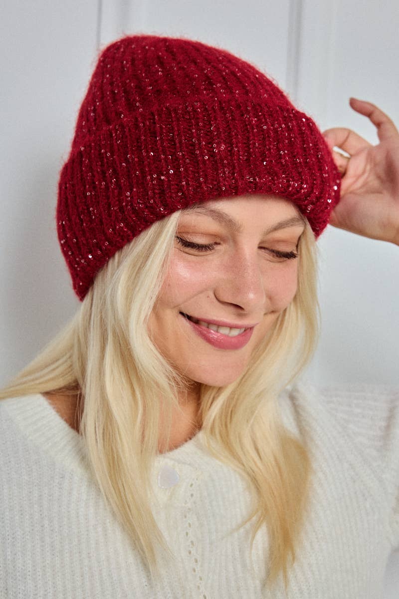 Metallic yarn wool beanie MJ202SD