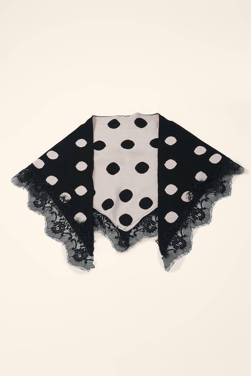 Écharpe triangle à pois et dentelle FL605DF
