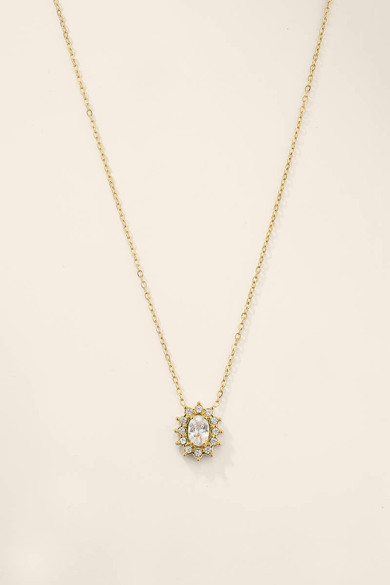 Collier pendentif halo en acier inoxydable 224AQ367