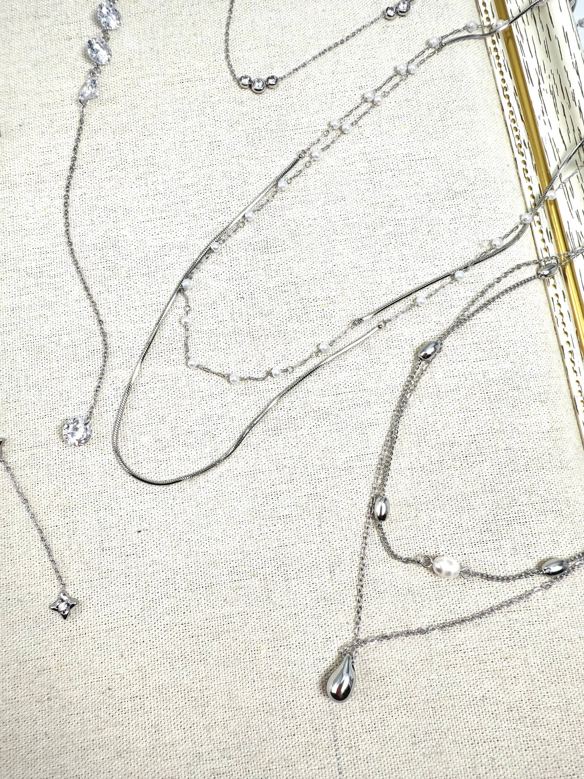 Set of 6 stainless steel necklaces without display stand SET318