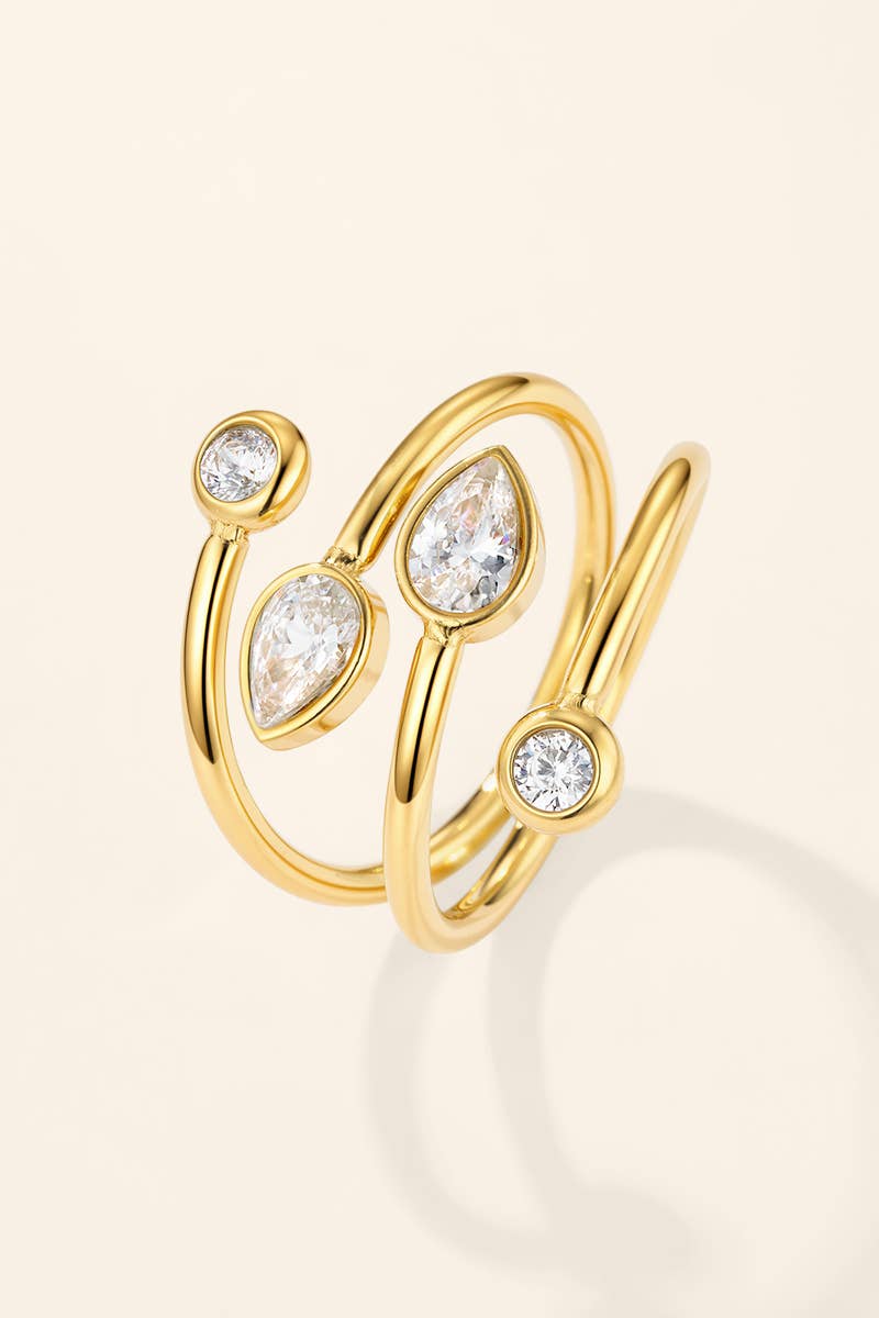 Bague multi-bandes à zircons en acier inoxydable 424AQ510