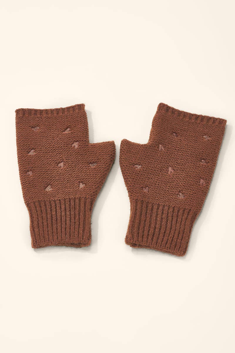 Knitted mitten with small embroidered hearts MT201SD