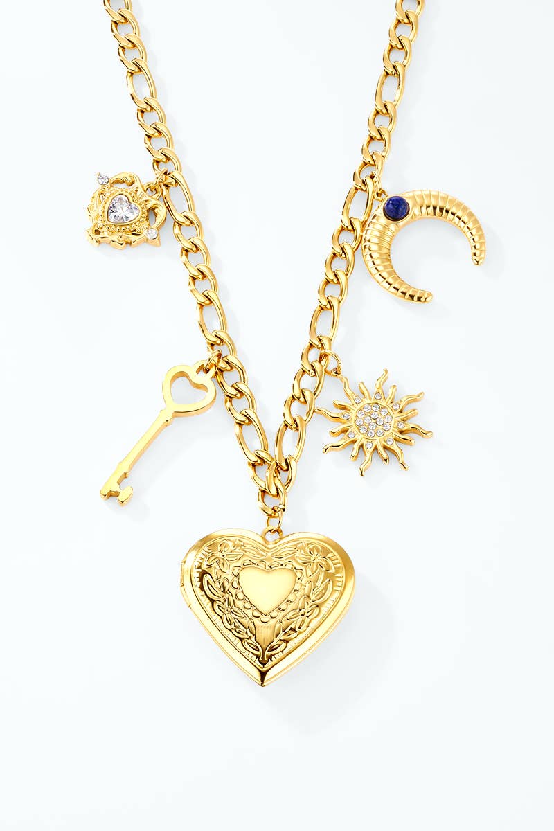 Collier charms cœur ouvrant en acier inoxydable 224AQ294
