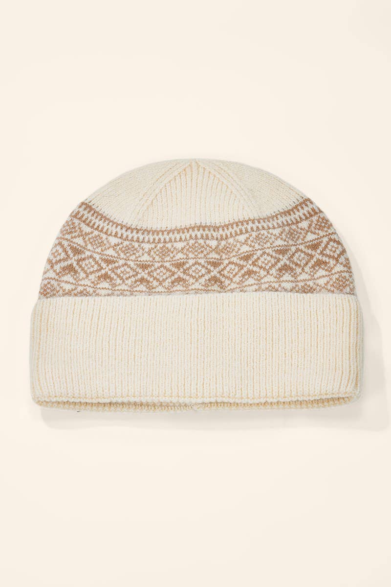 Bonnet à revers motif jacquard MJ305SD