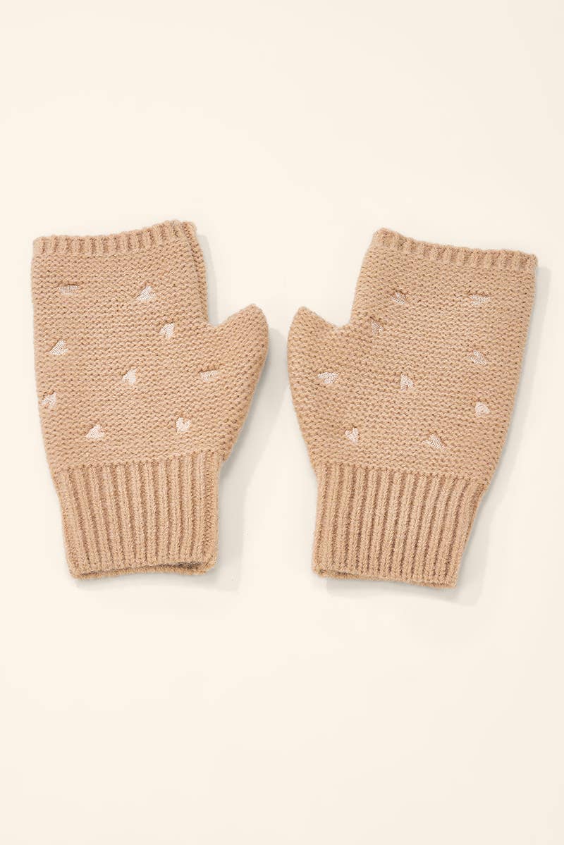 Knitted mitten with small embroidered hearts MT201SD