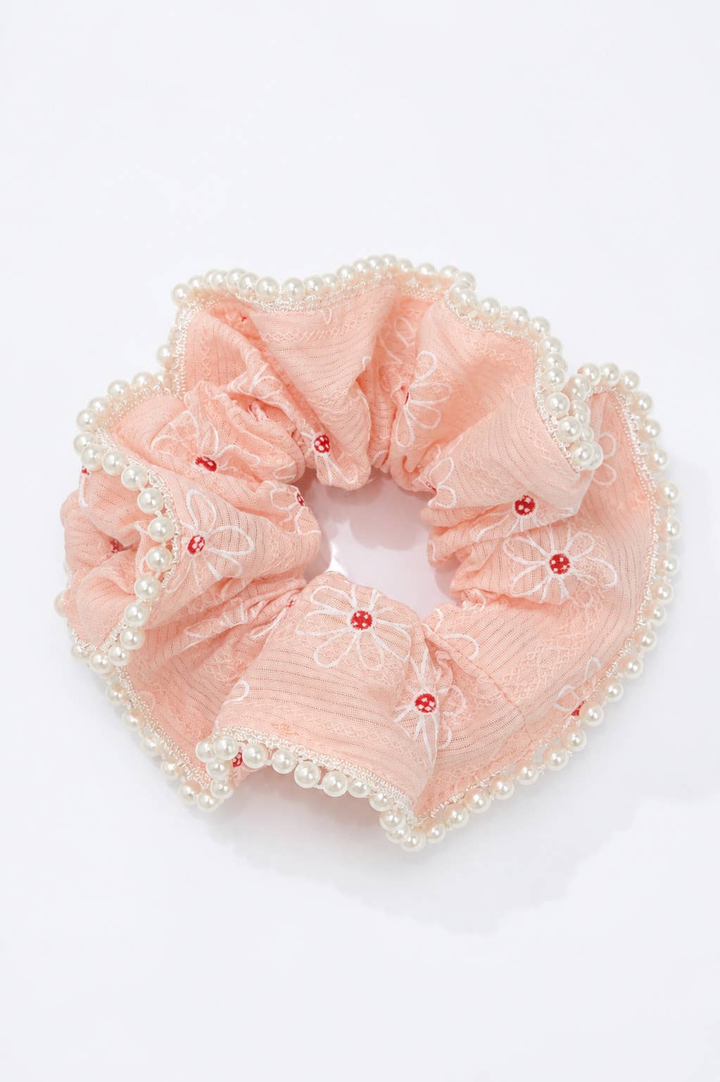 Flower and bead embroidered scrunchie FQ238XQ