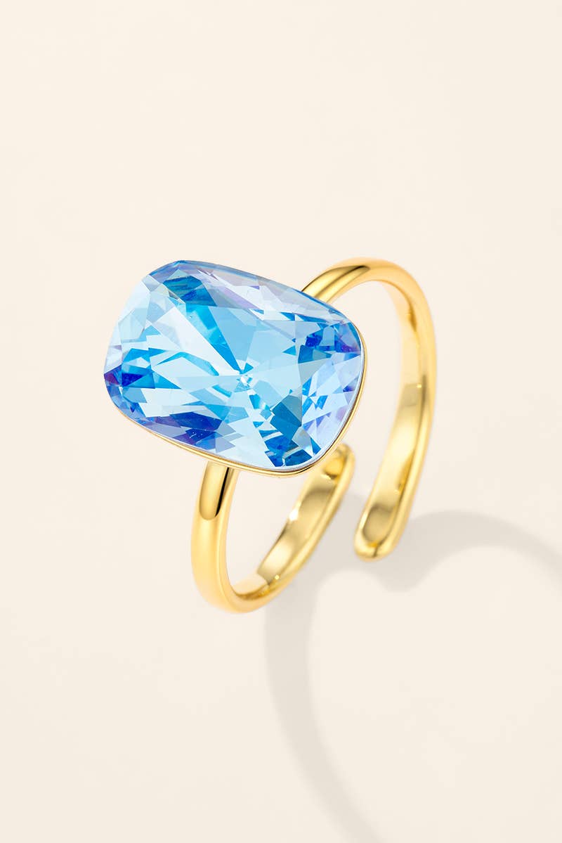Bague solitaire coussin bleu en acier inoxydable 424AQ529
