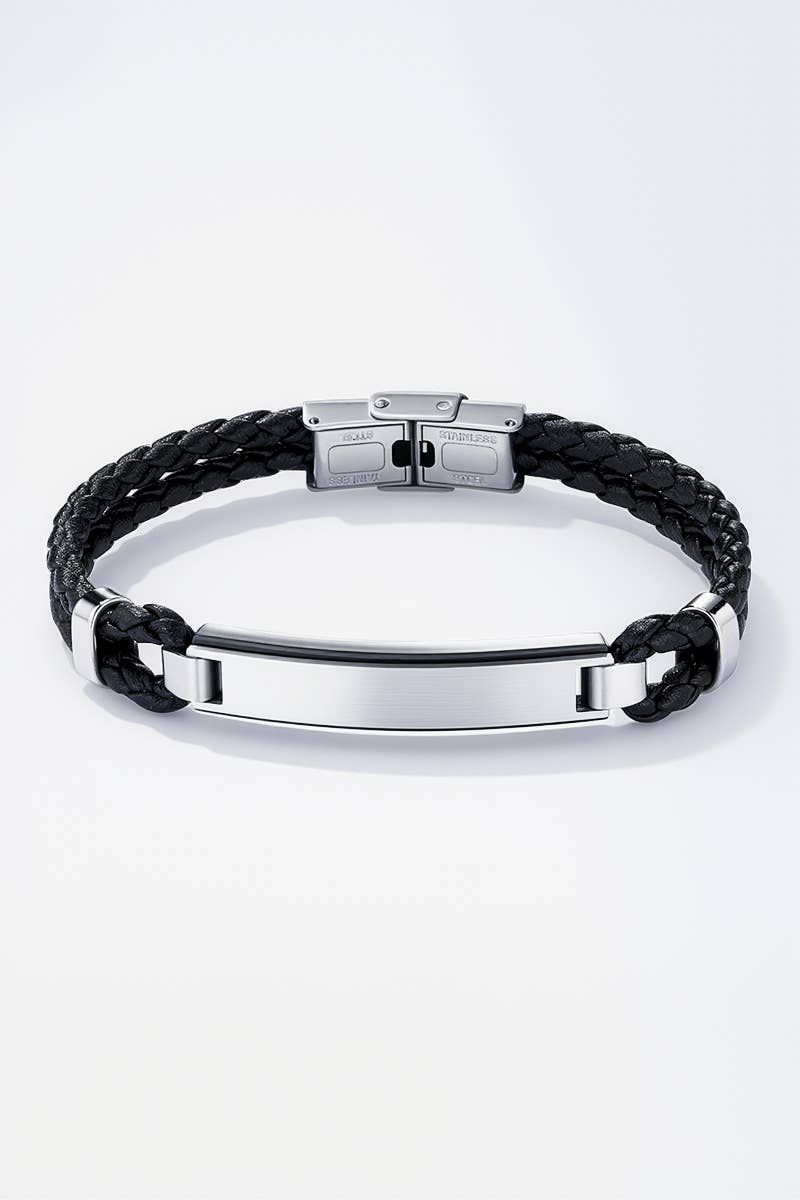 Bracelet en cuir et en acier inoxydable 324OP71