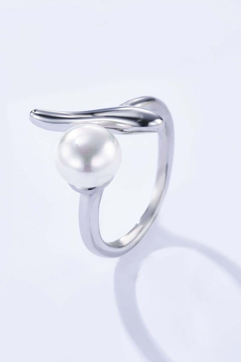 Bague ouverte asymétrique à perle en acier inoxydab 424AQ107