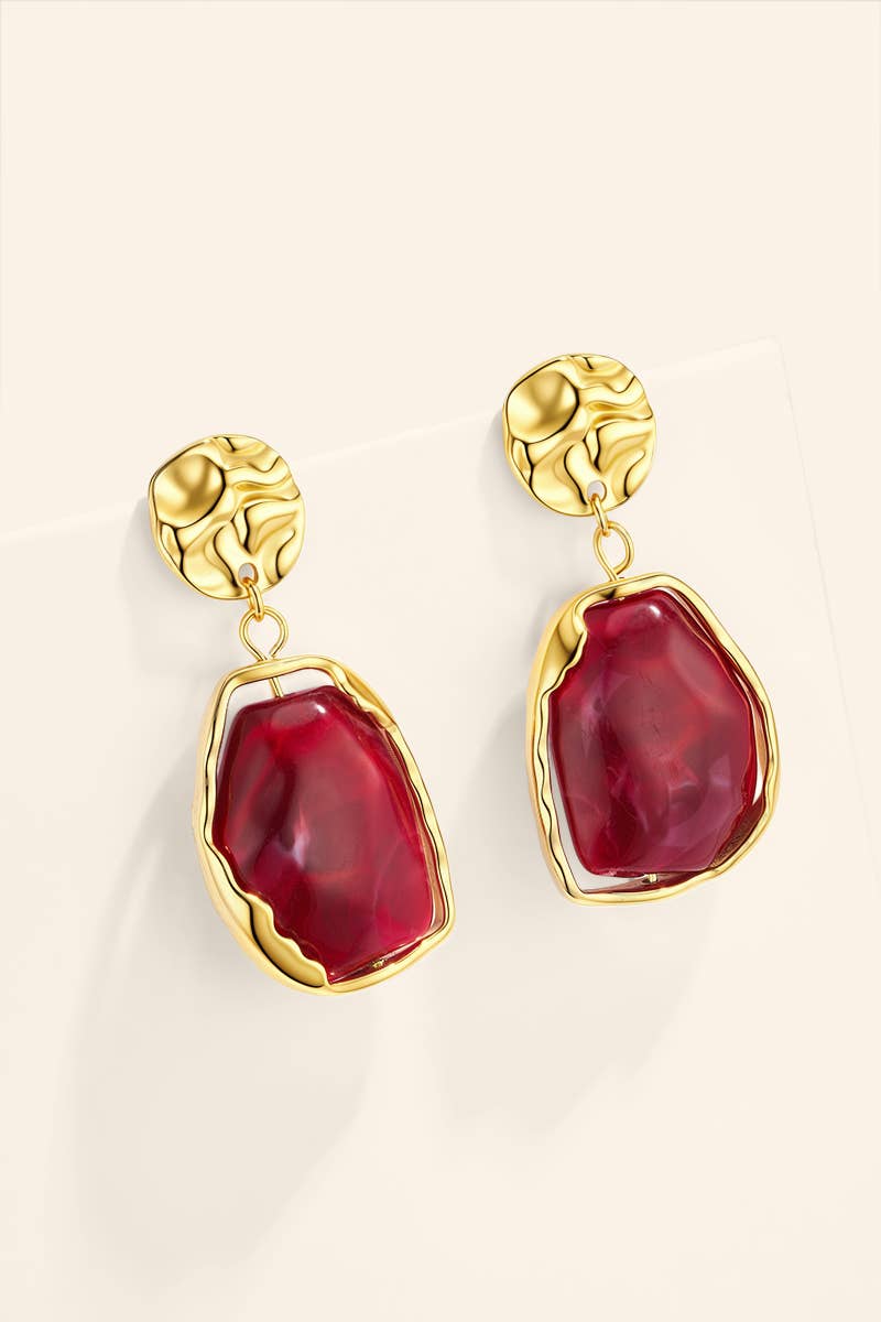 Boucles d’oreilles pendantes cabochon en acier 124AQ634