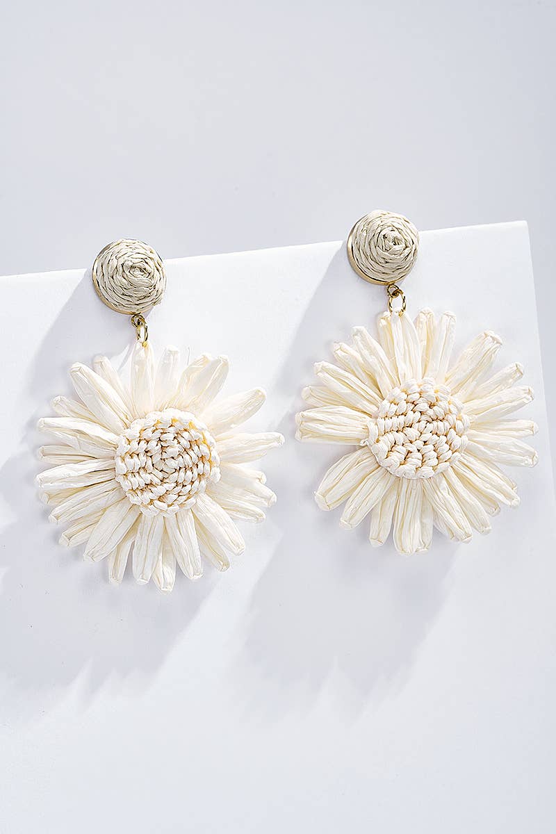 Straw earrings with steel stud 124NN08
