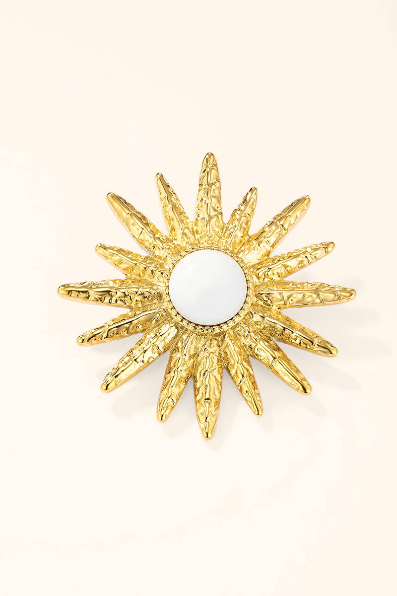Textured sun brooch in stainless steel BHYAQ128