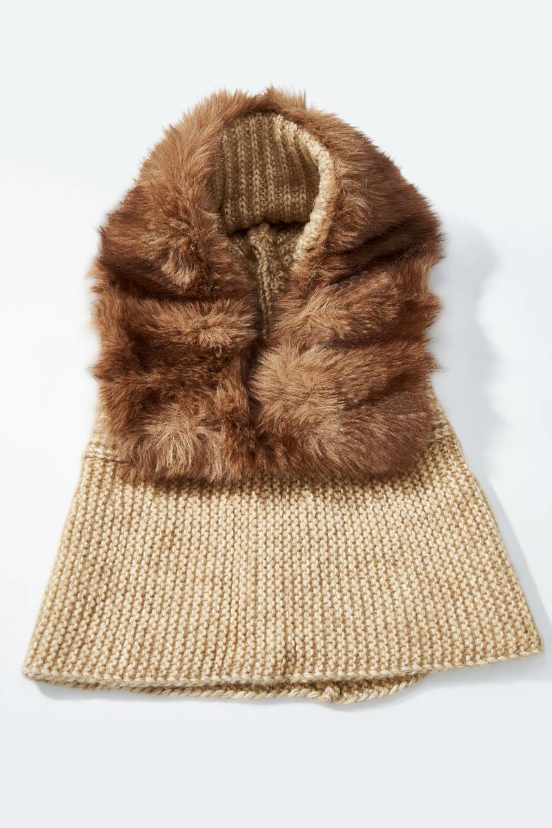 Wool beanie with faux fur MJ222SD