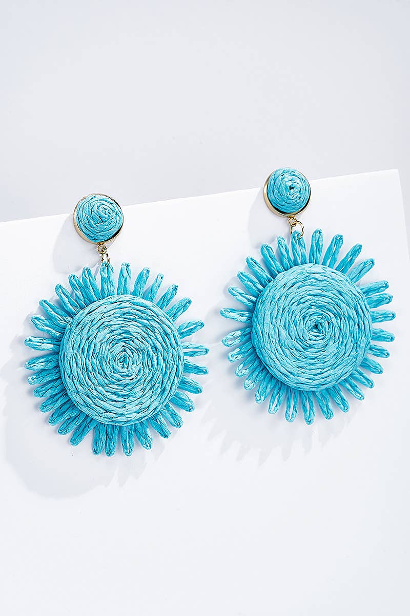 Straw earrings with steel stud 124NN07