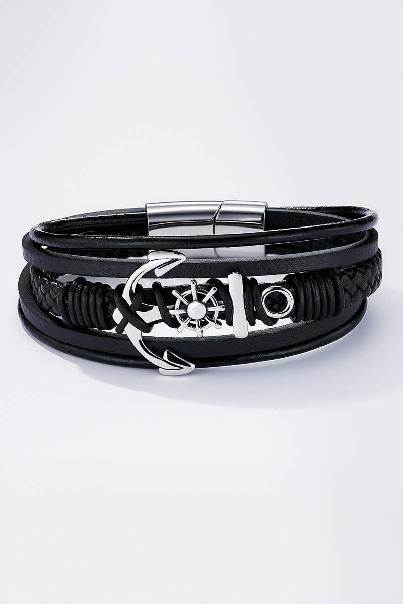 Leather and stainless steel bracelet 324OP90