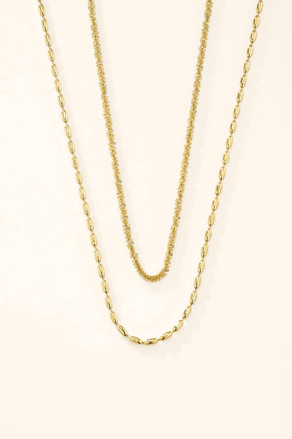 Stainless steel double chain necklace 224AQ386