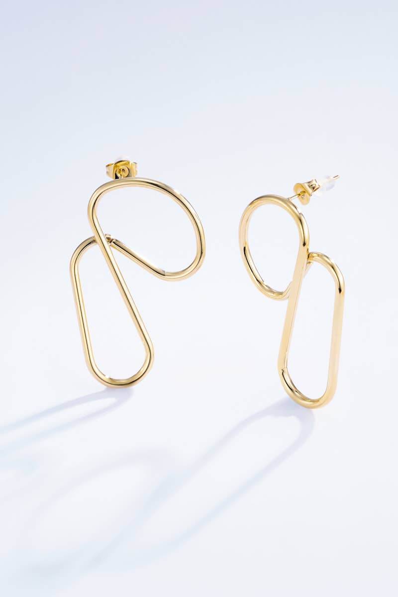 Boucles d'oreilles ondulées en acier inoxydable 124RX16