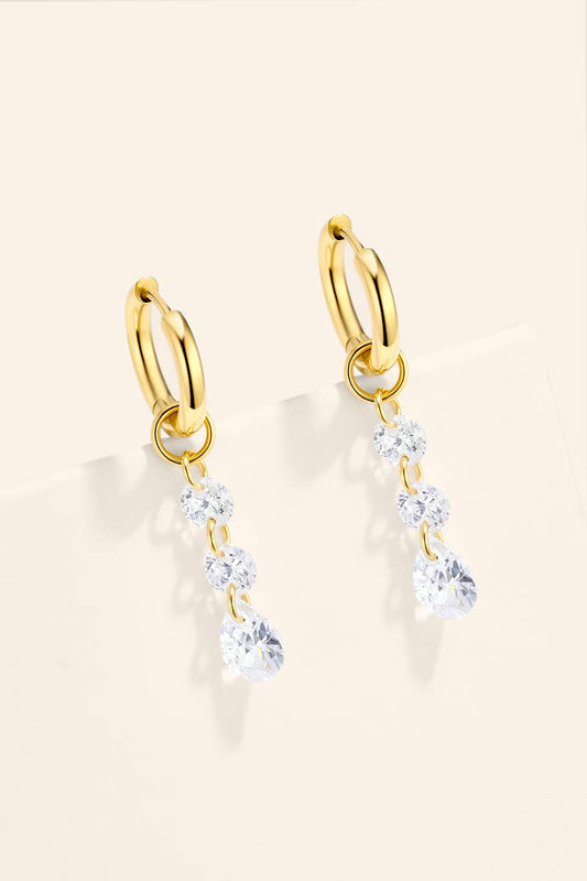 Boucles d'oreilles chute de zircons en acier 124AQ819