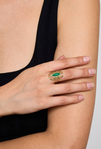 Bague avec pierre coloré en acier inoxydable 424RX89