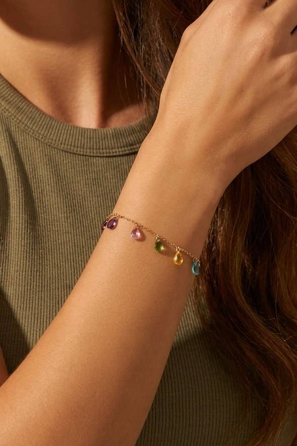 Bracelet gouttes multicolores en acier inoxydable 324AQ378
