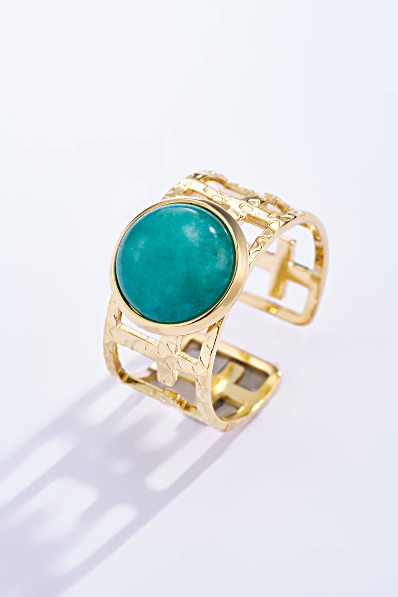 Bague Avec Pierre Coloré En Acier Inoxydable 424RX98