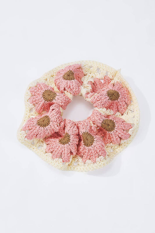 Crochet flower elastic scrunchie 12cm FQ102