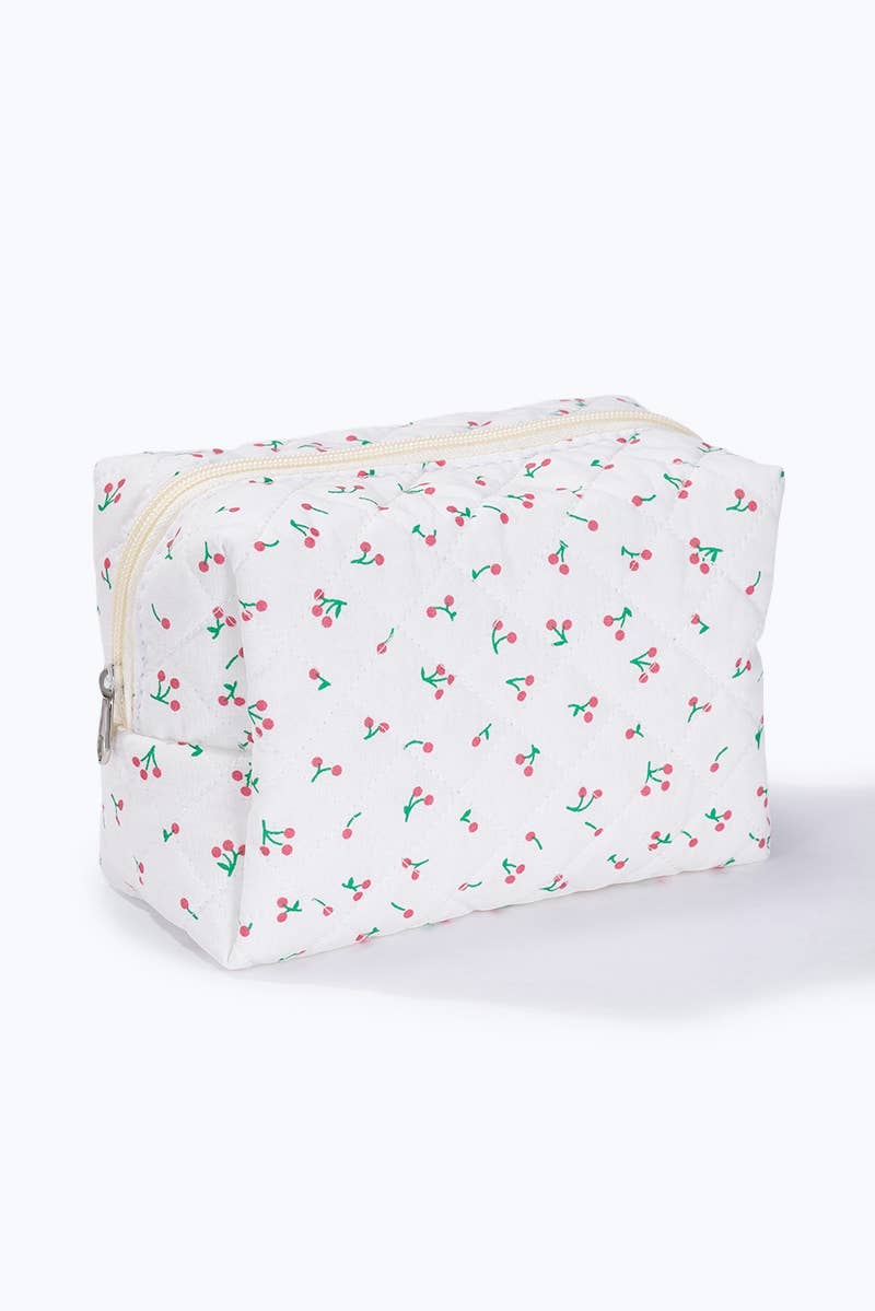Quilted cherry print toiletry bag CY317JH