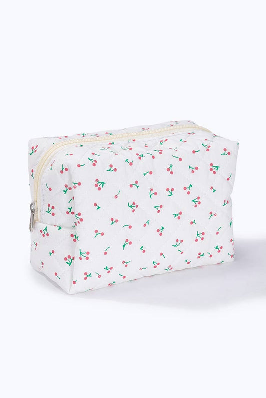 Quilted cherry print toiletry bag CY317JH