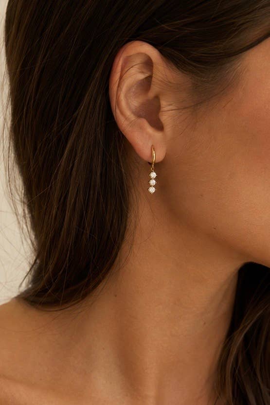 Stainless steel trilogy drop hoop earrings 124AQ796