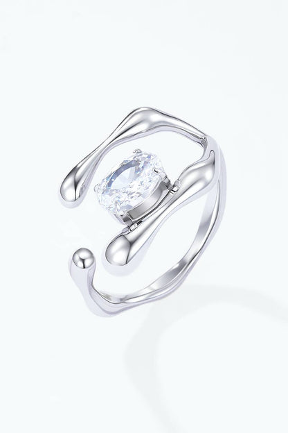 Bague ouverte à cristal ovale en acier inoxydable 424AQ323