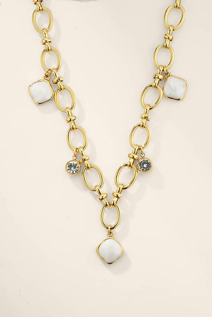 Collier à breloques nacre en acier inoxydable 224AQ380