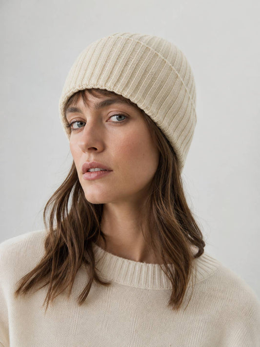 MJ301SD ribbed plain turn-up beanie